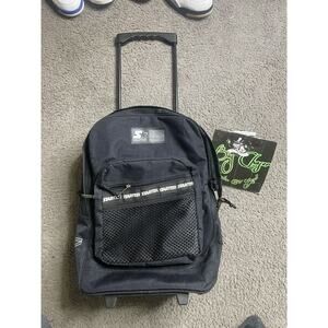 Vtg STARTER 90s Style Wheeled Rolling Backpack Travel Bag Black Carry On
